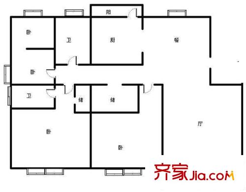新明星花园二期户型图户型图 4室2厅2卫1厨