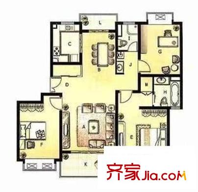 馨华苑户型图户型图 3室2厅2卫1厨