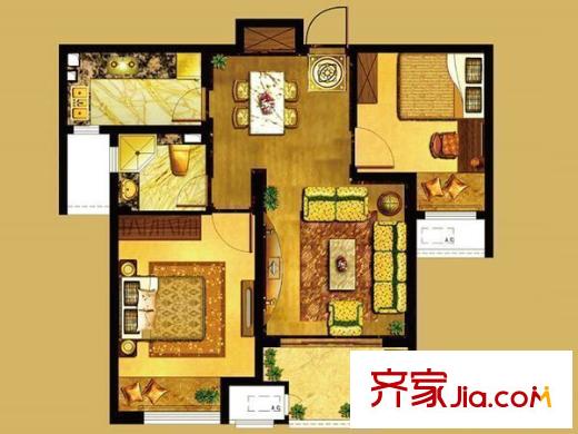 百第宜山大楼户型图户型图 2室1厅1卫1厨