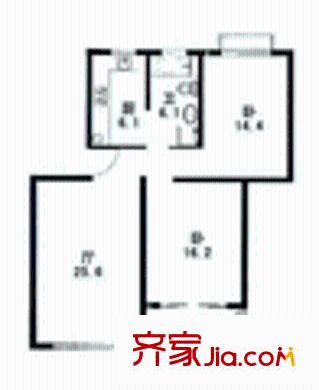 嘉和花苑户型图2室1厅1卫1厨