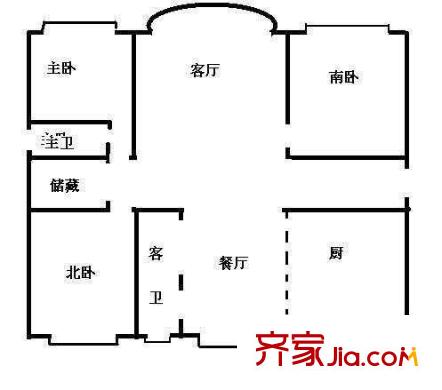 望族苑户型图户型图 3室2厅2卫1厨