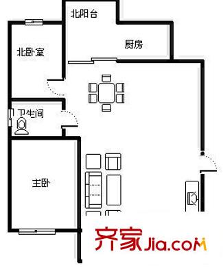 虹桥花苑 2室 户型图