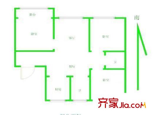 上南兰庭苑户型图3房2厅2卫122平 3室2厅2卫1厨