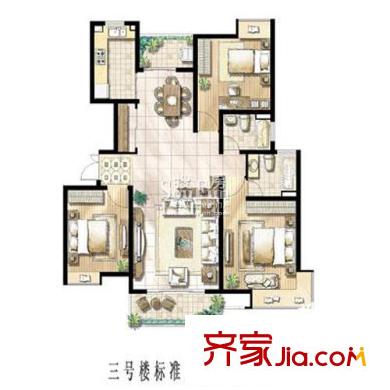 浦发博园户型图户型图 3室2厅2卫1厨
