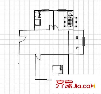 东城时代华庭 1室 户型图