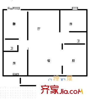 永久城市花园户型图322户型图 3室2厅2卫1厨