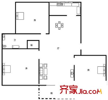 丹桂佳苑戶型圖戶型圖 3室2廳1衛(wèi)1廚