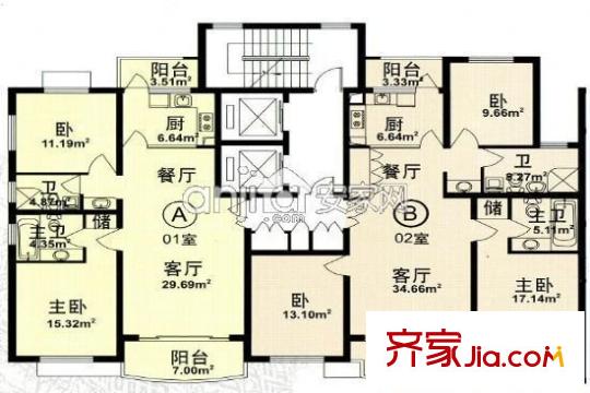 瑞金南苑 3室 户型图