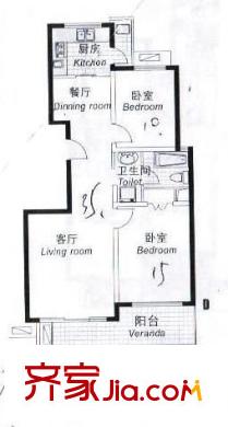 東方匯景苑戶型圖戶型圖 2室2廳1衛(wèi)1廚