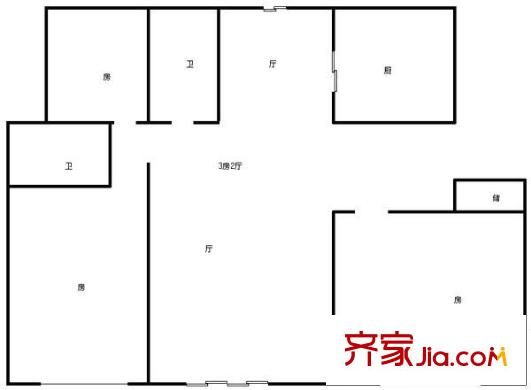 錦繡匯麗苑戶型圖戶型圖 3室2廳2衛(wèi)1廚