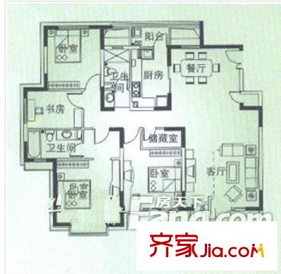 碧云新天地三期戶型圖戶型圖 4室2廳2衛(wèi)1廚