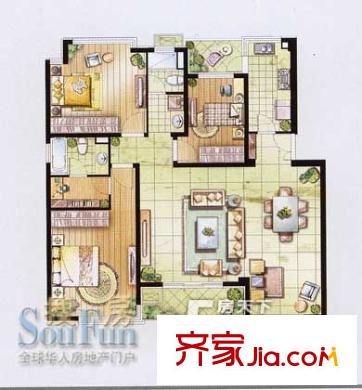 鹏欣一品漫城户型图户型图 3室2厅2卫1厨