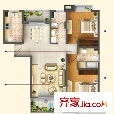 鹏欣一品漫城户型图户型图 2室2厅1卫1厨