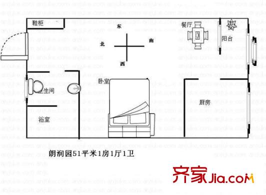 万科朗润园户型图户型图 1室1厅1卫1厨