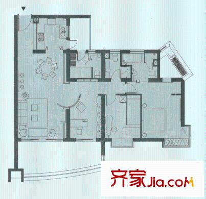 聯(lián)洋花園戶型圖3室2廳2衛(wèi)1廚