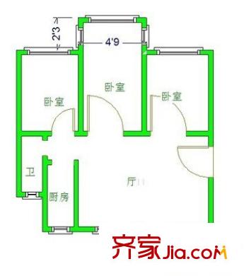 東城一村 2室 戶型圖