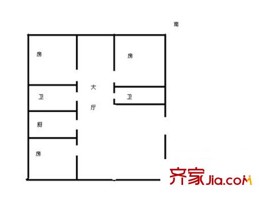 東城一村 3室 戶型圖