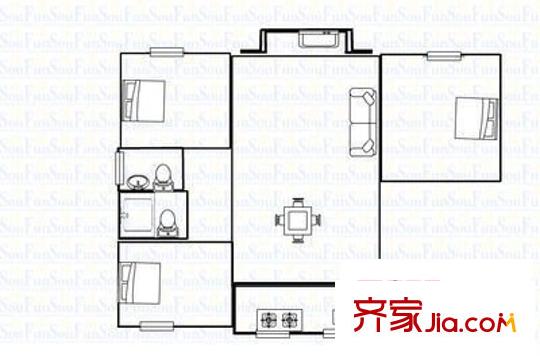 東城一村 3室 戶型圖