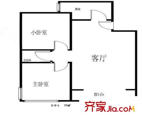 滨浦一村户型图户型图 2室1厅1卫1厨
