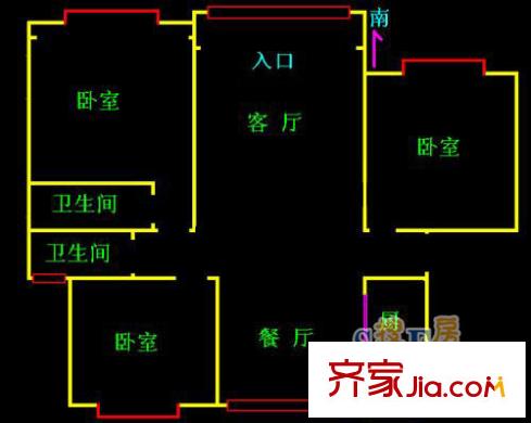 上海 住友名人苑3室戶型圖