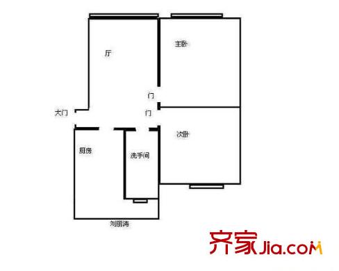 滨浦一村户型图户型图 2室2厅1卫1厨