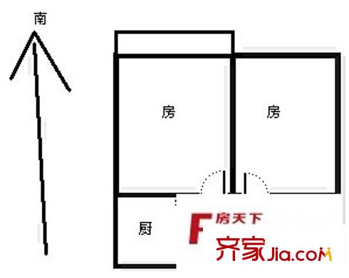 凌橋一村 2室 戶型圖