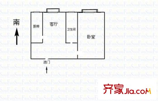 未名园 1室 户型图