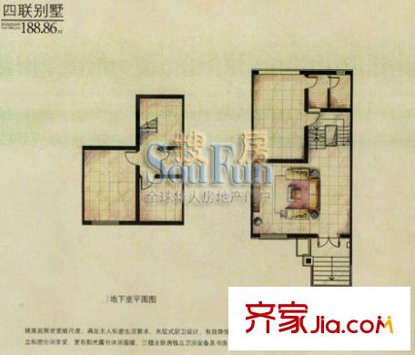 南洋瑞都户型图四联别墅1 1室1厅1卫1厨