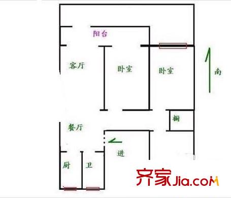 文匯小區(qū)戶型圖戶型圖 3室1廳1衛(wèi)1廚