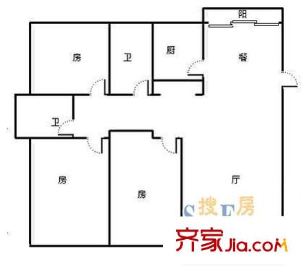 滨浦新苑三村户型图滨浦新苑 3室 户型图 3室2厅2卫1厨