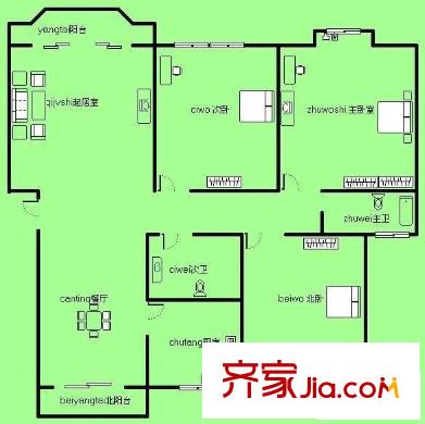 文匯小區(qū)戶型圖戶型圖 3室1廳1衛(wèi)1廚