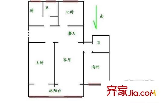 文匯小區(qū)戶型圖戶型圖 3室1廳1衛(wèi)1廚