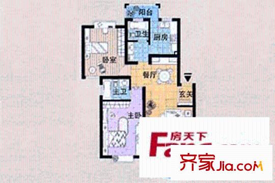 冠生園東方佳苑戶型圖2室2廳2衛(wèi)1廚