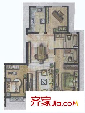 東方晶華園戶型圖戶型圖 2室2廳1衛(wèi)1廚