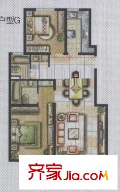 東方晶華園戶型圖戶型圖 2室2廳1衛(wèi)1廚