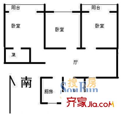 金浦小區(qū)(塘橋)戶型圖上海 金浦小區(qū)（塘橋） 戶型圖 3室1廳2衛(wèi)1廚