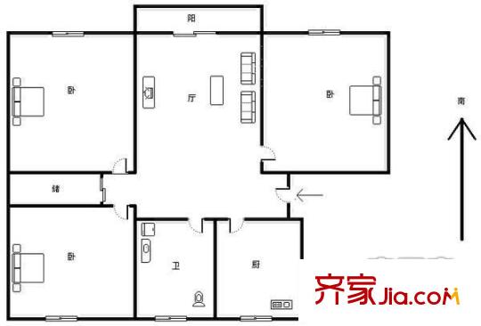 高東馨苑戶型圖戶型圖 3室2廳2衛(wèi)1廚