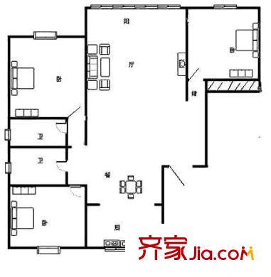 金隆家園戶型圖戶型圖 3室2廳2衛(wèi)1廚