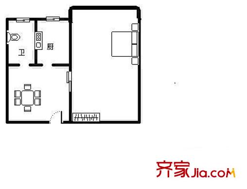 富特三村戶型圖戶型圖 1室1廳1衛(wèi)1廚