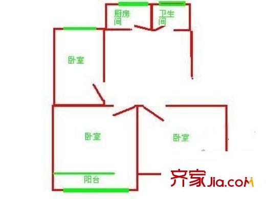 富特三村戶型圖戶型圖 3室1廳1衛(wèi)1廚
