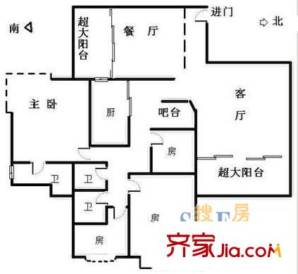 汇金广场公寓户型图上海 汇金广场 户型图 4室2厅2卫1厨