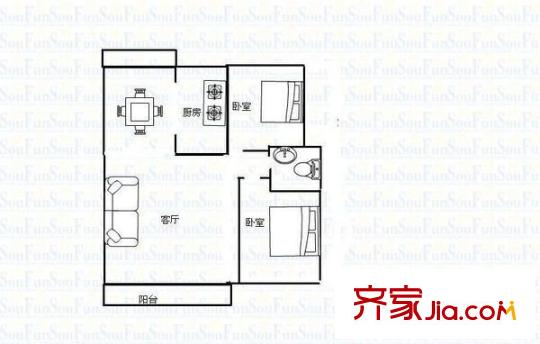 陸家嘴峰會 2室 戶型圖