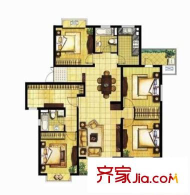 嘉丽苑户型图户型图 4室2厅3卫1厨