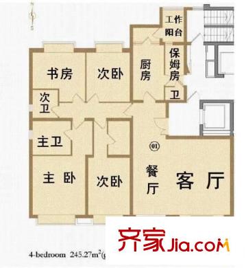 嘉丽苑户型图户型图 4室2厅2卫1厨
