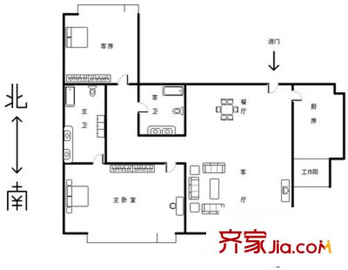 嘉丽苑 3室 户型图