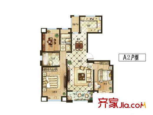 信达蓝爵A2户型图 3室2厅2卫1厨