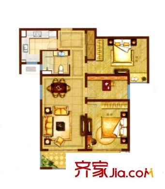 合生前灘一號戶型圖D戶型戶型圖 3室2廳1衛(wèi)1廚