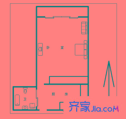 上南一村 1室 戶型圖