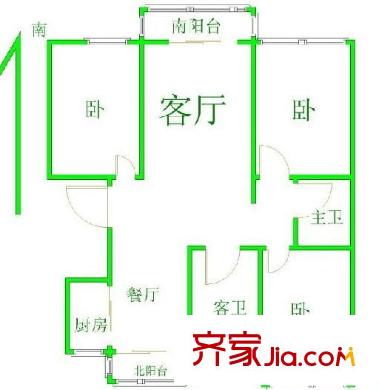 華南名苑戶型圖戶型圖 3室2廳2衛(wèi)1廚