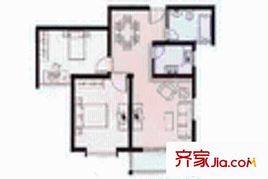 青之杰花园户型图2室2厅1卫1厨